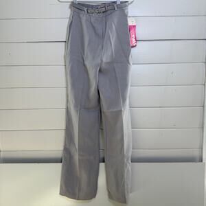 NWT Vintage 70s High Waisted Gray Belted Trousers Straight Leg Work Pants 10‎